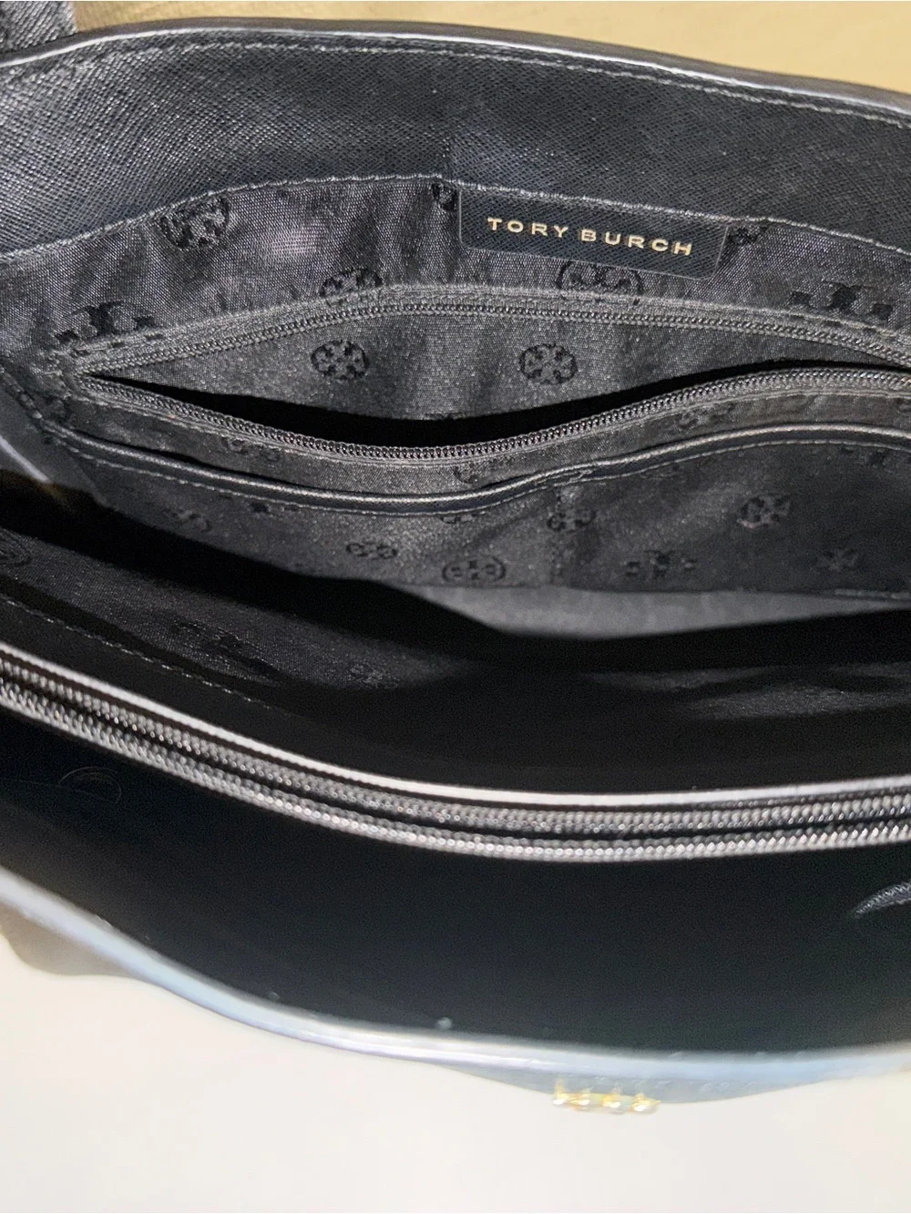 Tory Burch Black Saffiano Leather New York Buckle Tote
